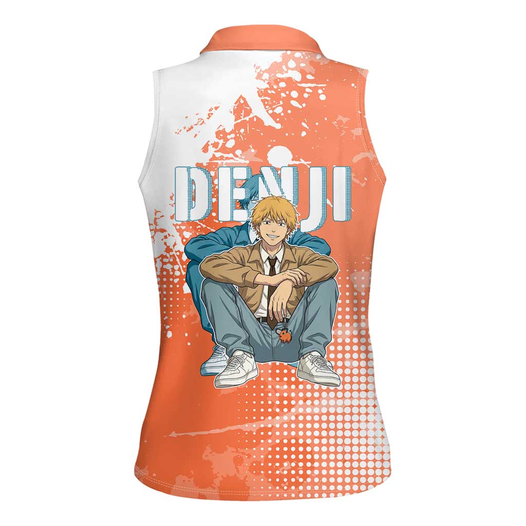 Denji Casual Chainsaw Man Women Sleeveless Polo Shirt Retro Manga Grunge Style