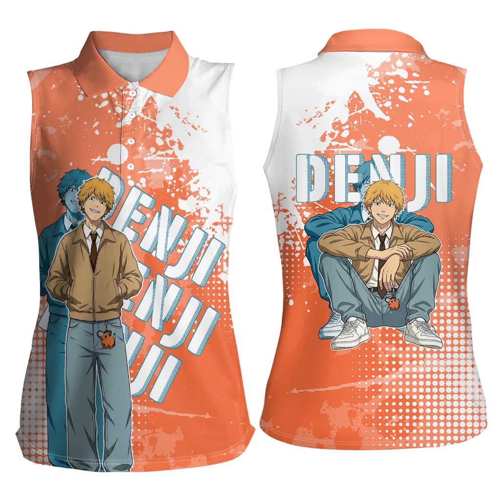 Denji Casual Chainsaw Man Women Sleeveless Polo Shirt Retro Manga Grunge Style