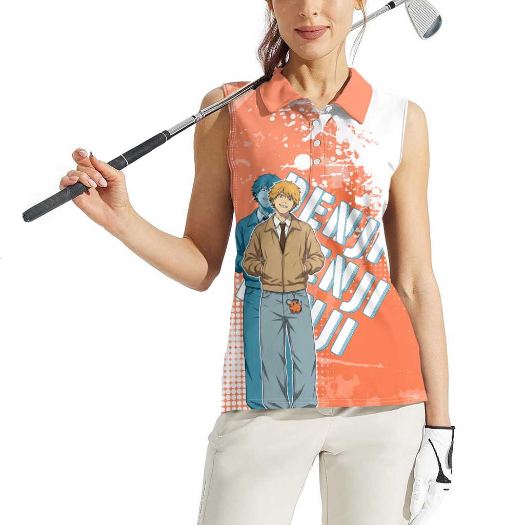 Denji Casual Chainsaw Man Women Sleeveless Polo Shirt Retro Manga Grunge Style