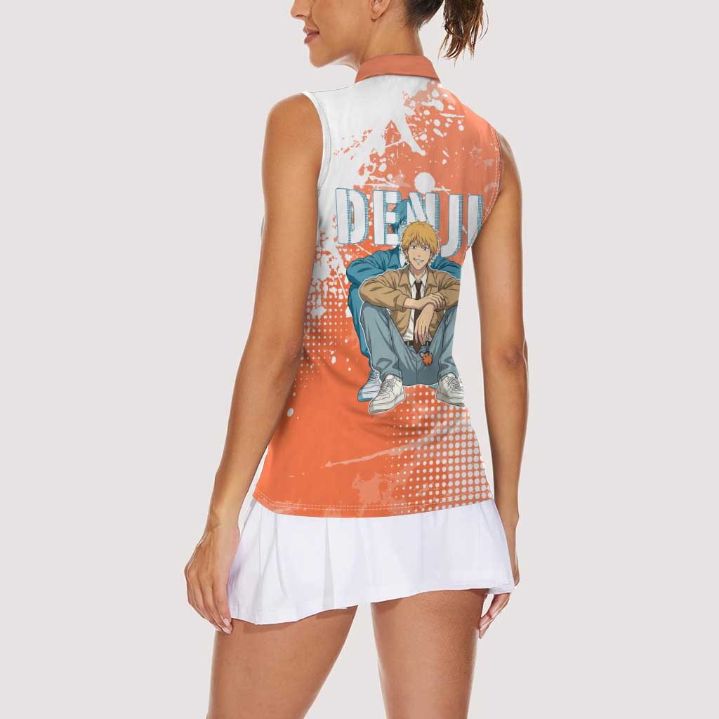 Denji Casual Chainsaw Man Women Sleeveless Polo Shirt Retro Manga Grunge Style