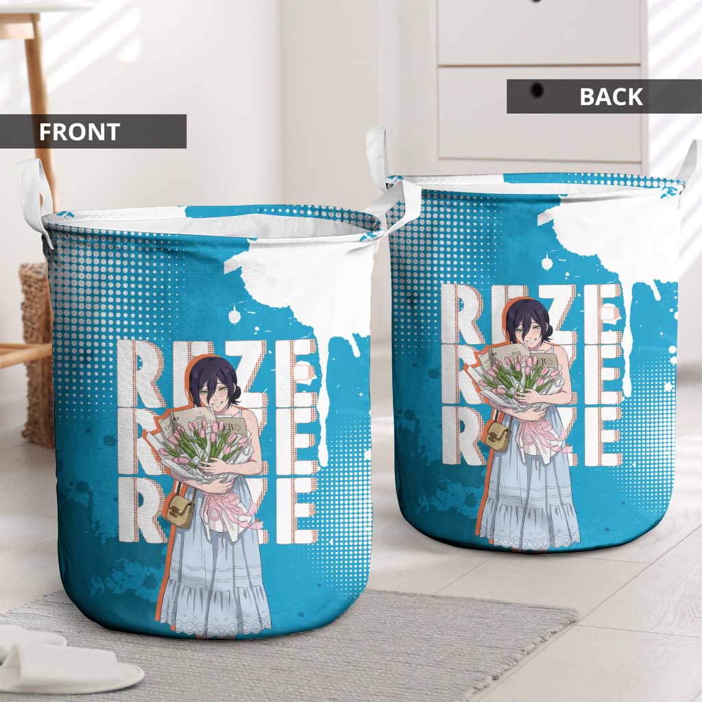 Reze Chainsaw Man Aesthetic Laundry Basket Soft Anime Grunge Style with Flowers
