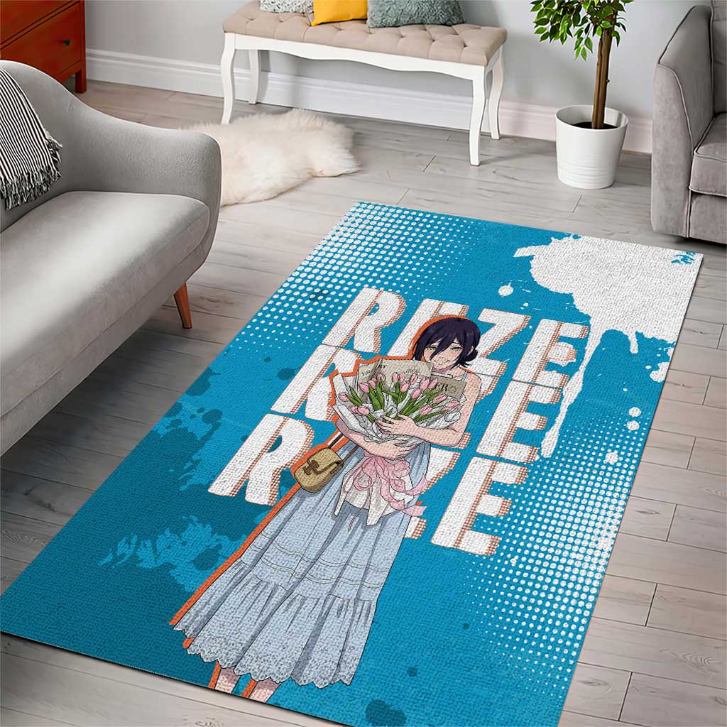 Reze Chainsaw Man Aesthetic Area Rug Soft Anime Grunge Style with Flowers