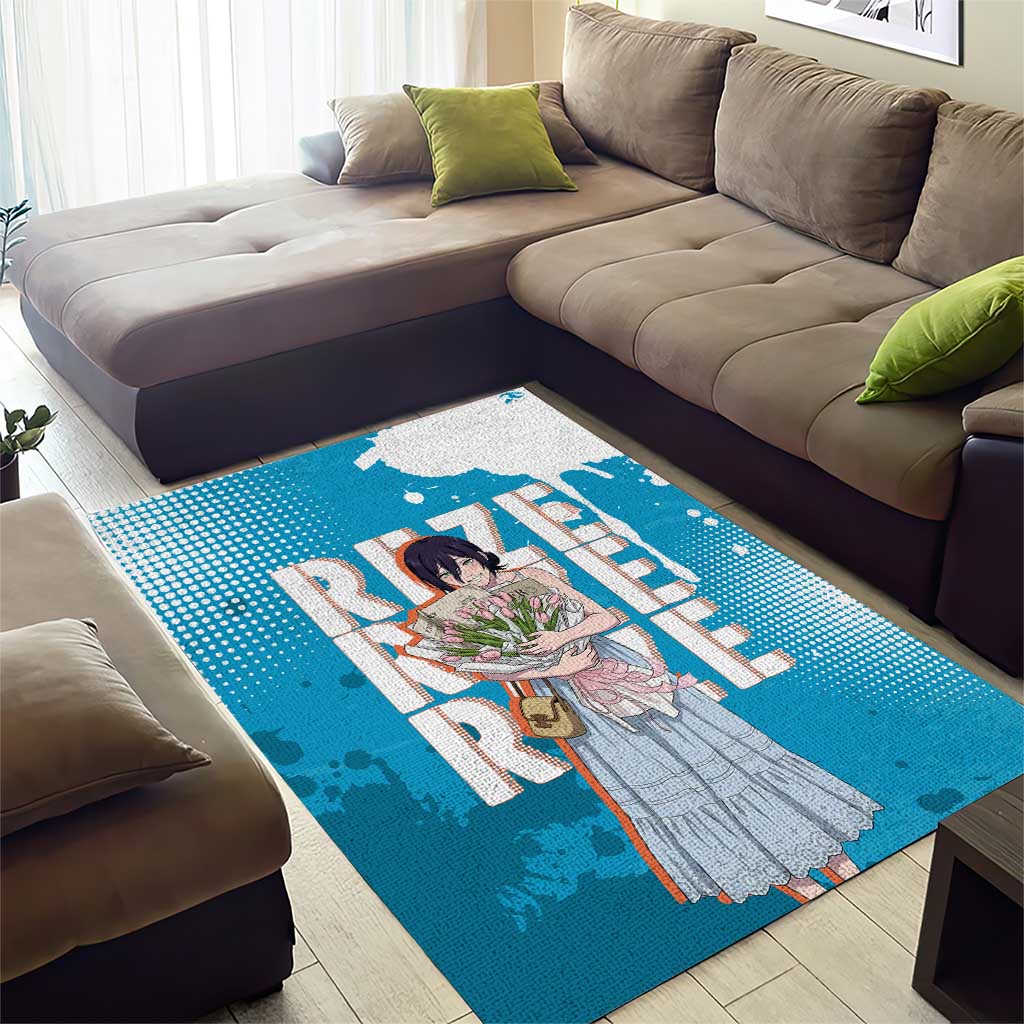 Reze Chainsaw Man Aesthetic Area Rug Soft Anime Grunge Style with Flowers