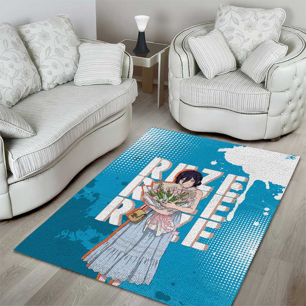 Reze Chainsaw Man Aesthetic Area Rug Soft Anime Grunge Style with Flowers