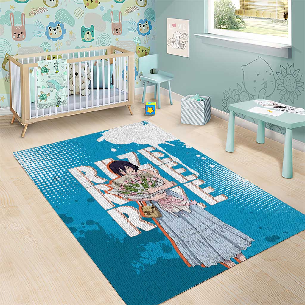 Reze Chainsaw Man Aesthetic Area Rug Soft Anime Grunge Style with Flowers