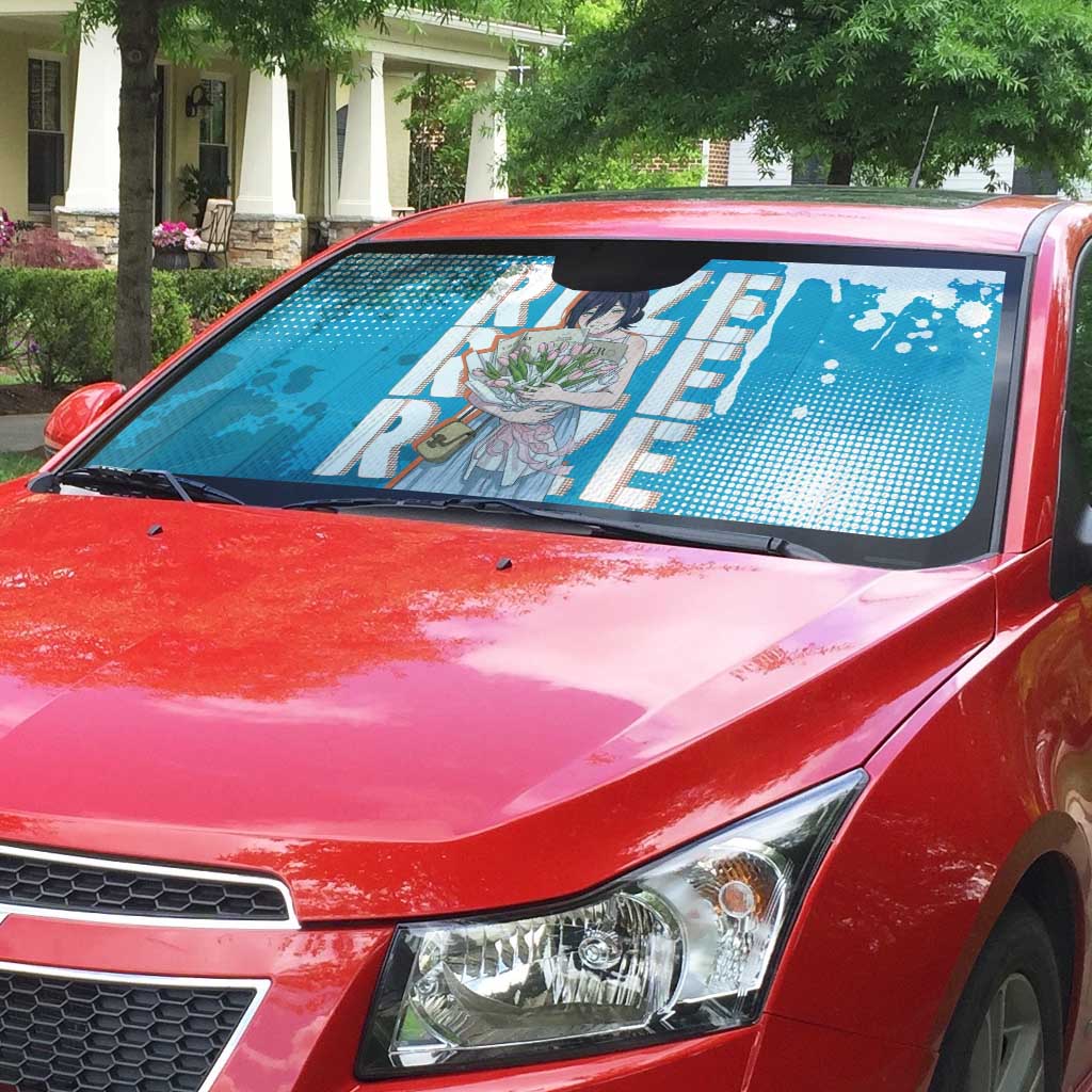 Reze Chainsaw Man Aesthetic Auto Sun Shade Soft Anime Grunge Style with Flowers