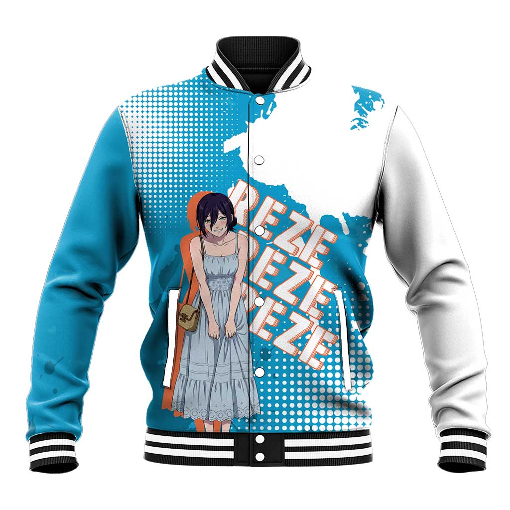 Reze Chainsaw Man Aesthetic Baseball Jacket Soft Anime Grunge Style with Flowers