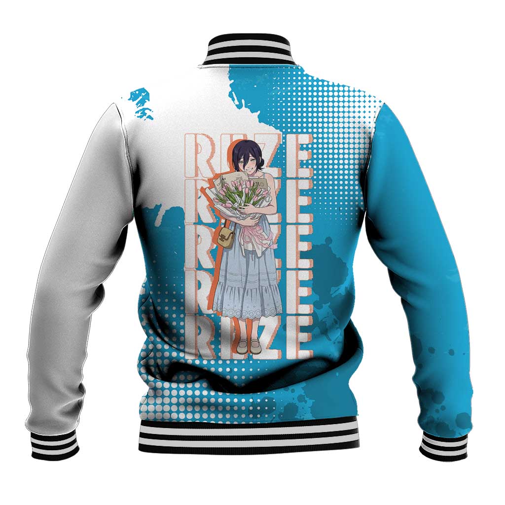Reze Chainsaw Man Aesthetic Baseball Jacket Soft Anime Grunge Style with Flowers