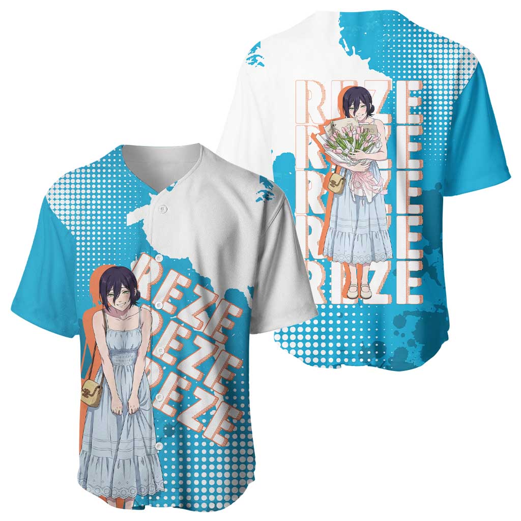 Reze Chainsaw Man Aesthetic Baseball Jersey Soft Anime Grunge Style with Flowers