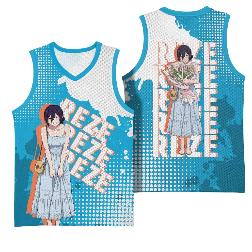 Reze Chainsaw Man Aesthetic Basketball Jersey Soft Anime Grunge Style with Flowers