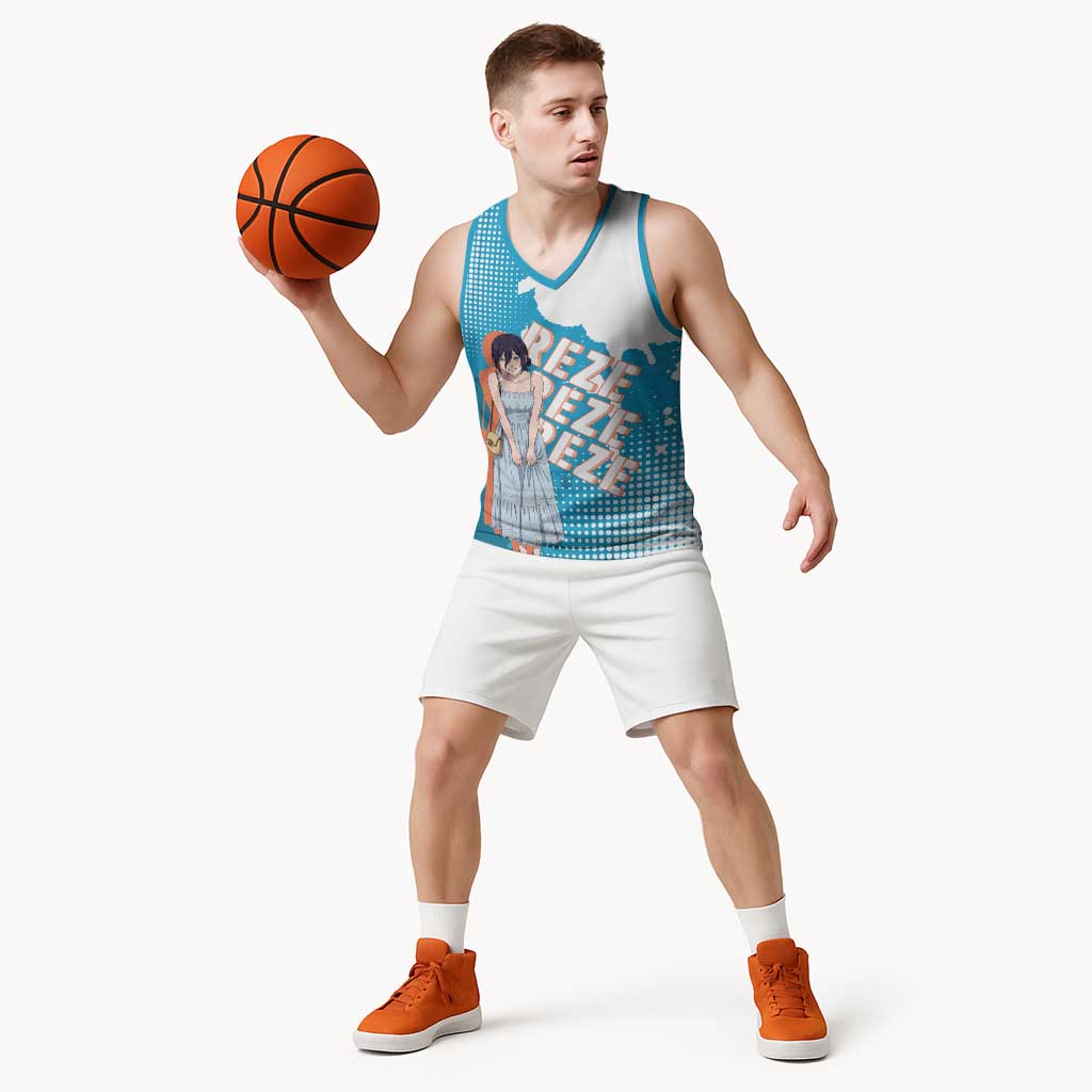 Reze Chainsaw Man Aesthetic Basketball Jersey Soft Anime Grunge Style with Flowers
