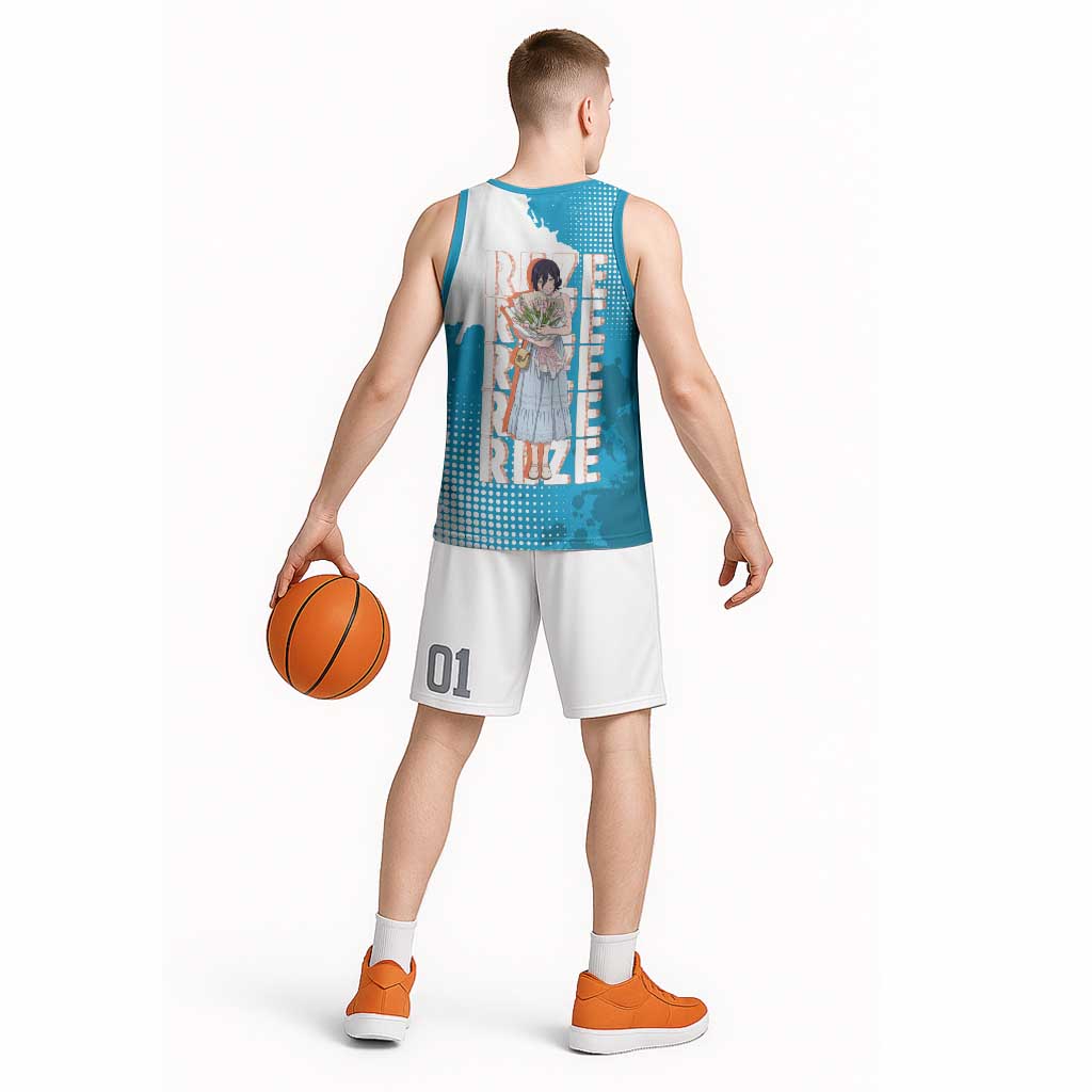 Reze Chainsaw Man Aesthetic Basketball Jersey Soft Anime Grunge Style with Flowers