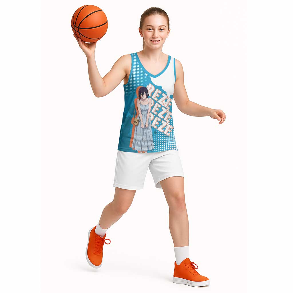 Reze Chainsaw Man Aesthetic Basketball Jersey Soft Anime Grunge Style with Flowers