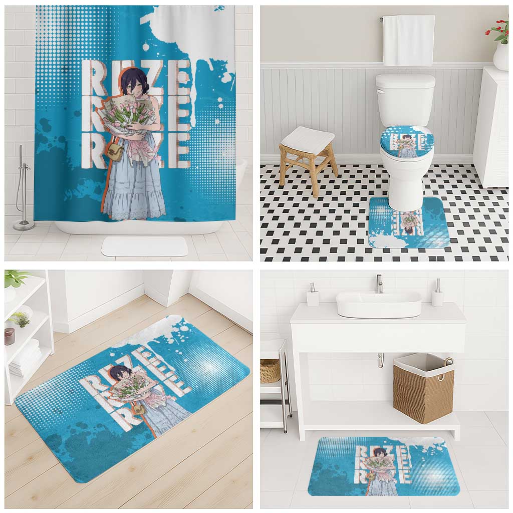 Reze Chainsaw Man Aesthetic Bathroom Set Soft Anime Grunge Style with Flowers