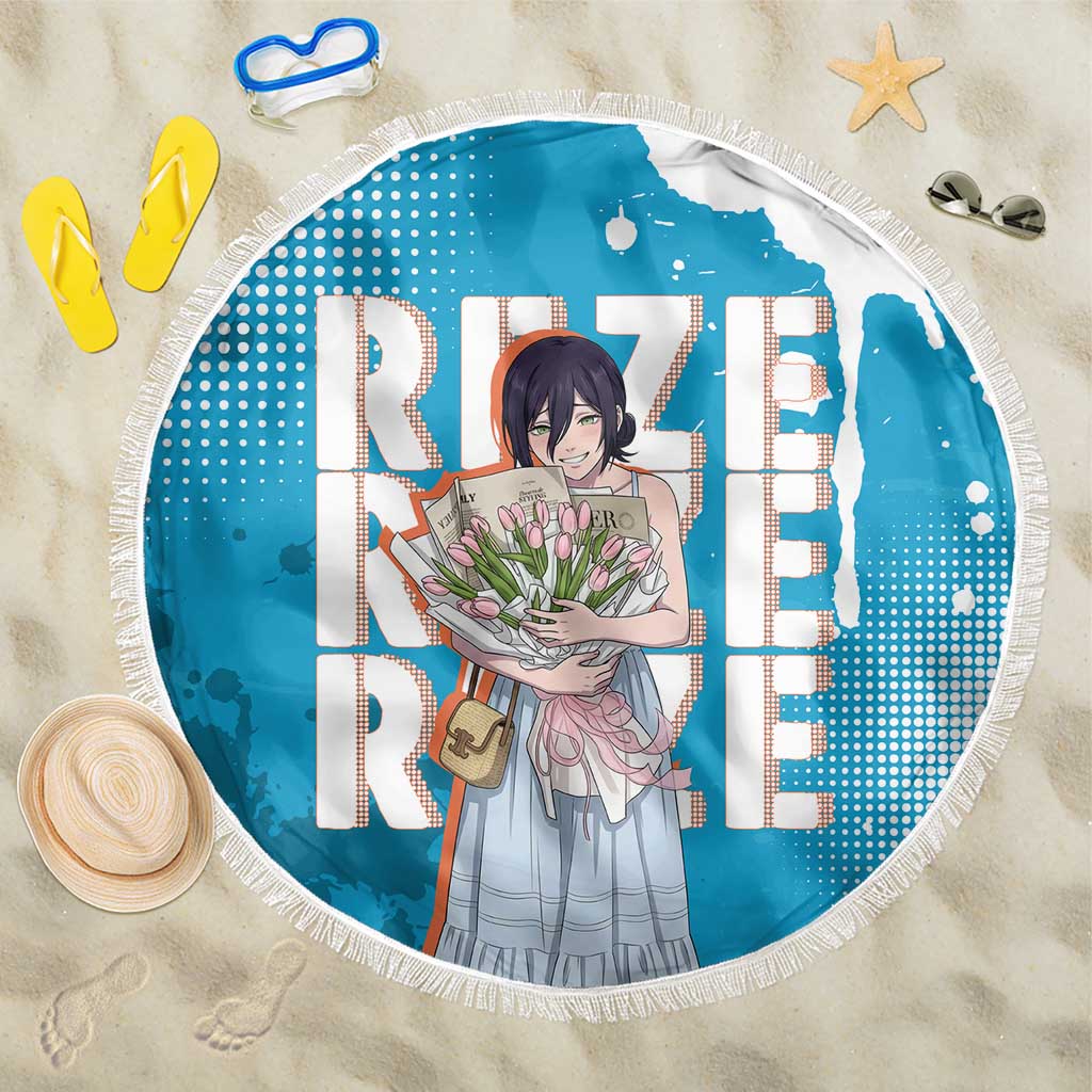 Reze Chainsaw Man Aesthetic Beach Blanket Soft Anime Grunge Style with Flowers