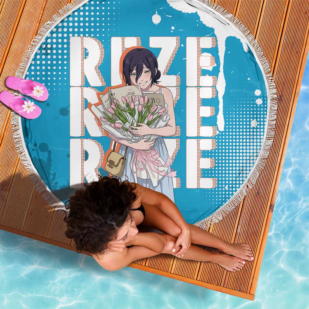 Reze Chainsaw Man Aesthetic Beach Blanket Soft Anime Grunge Style with Flowers
