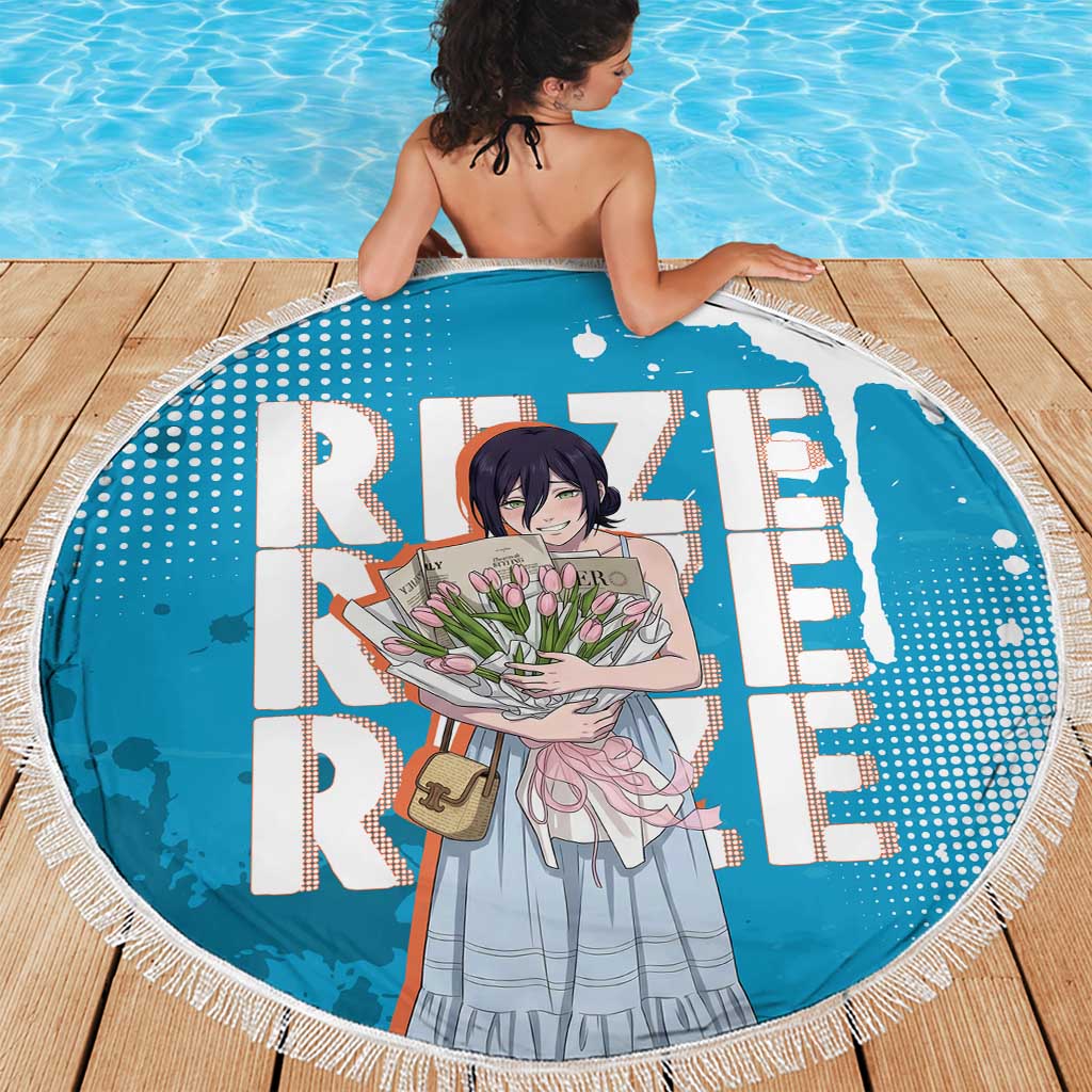 Reze Chainsaw Man Aesthetic Beach Blanket Soft Anime Grunge Style with Flowers