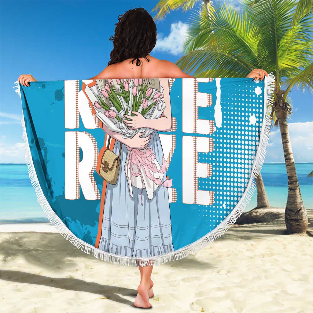 Reze Chainsaw Man Aesthetic Beach Blanket Soft Anime Grunge Style with Flowers