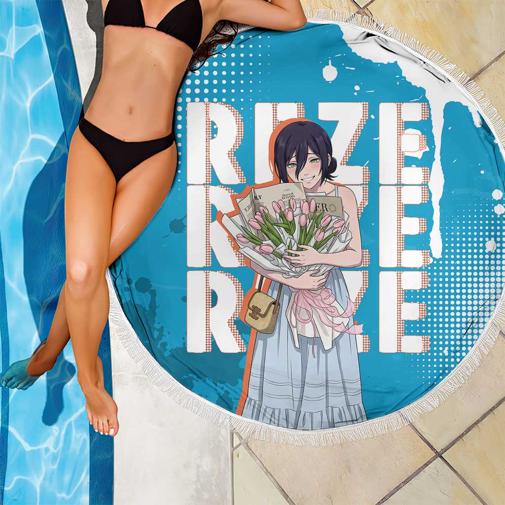 Reze Chainsaw Man Aesthetic Beach Blanket Soft Anime Grunge Style with Flowers