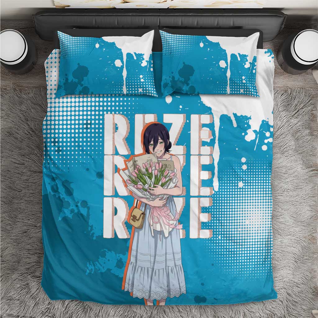 Reze Chainsaw Man Aesthetic Bedding Set Soft Anime Grunge Style with Flowers