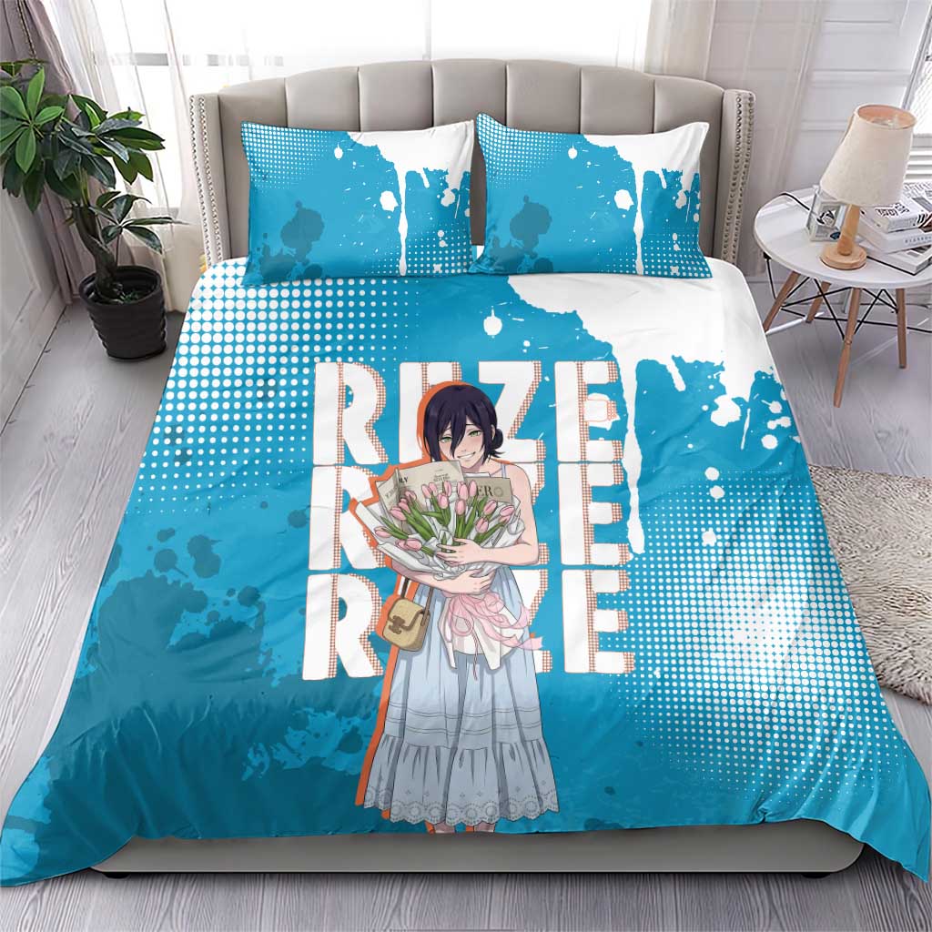 Reze Chainsaw Man Aesthetic Bedding Set Soft Anime Grunge Style with Flowers