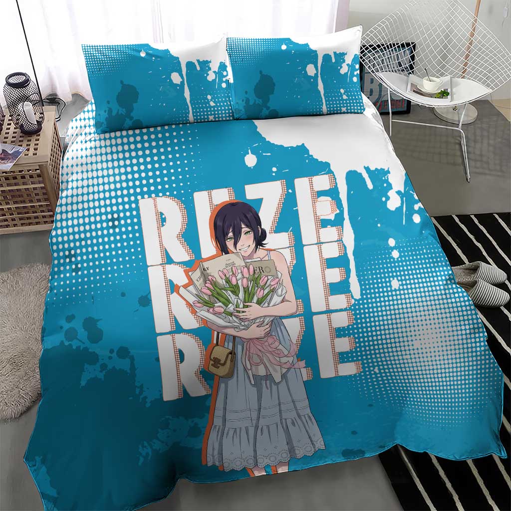 Reze Chainsaw Man Aesthetic Bedding Set Soft Anime Grunge Style with Flowers