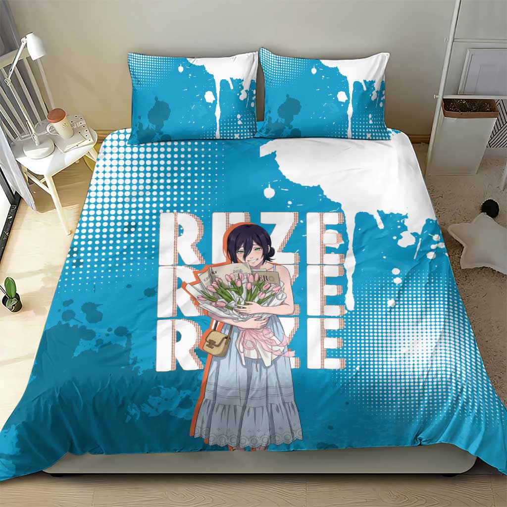 Reze Chainsaw Man Aesthetic Bedding Set Soft Anime Grunge Style with Flowers