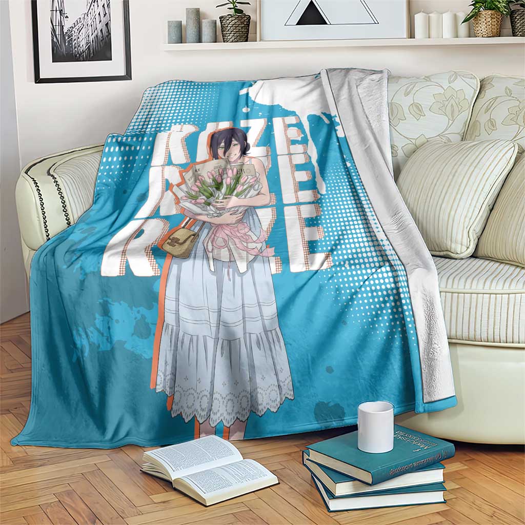 Reze Chainsaw Man Aesthetic Blanket Soft Anime Grunge Style with Flowers