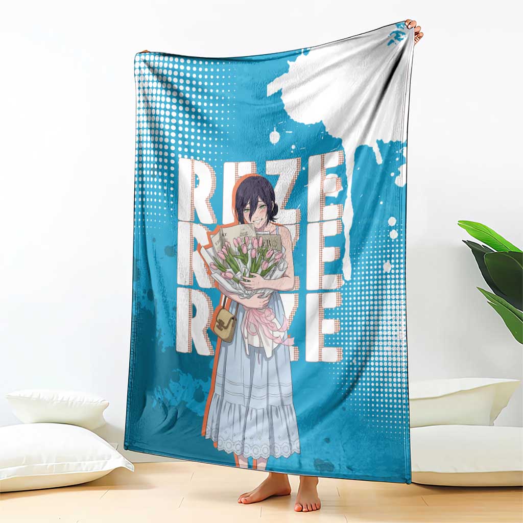 Reze Chainsaw Man Aesthetic Blanket Soft Anime Grunge Style with Flowers