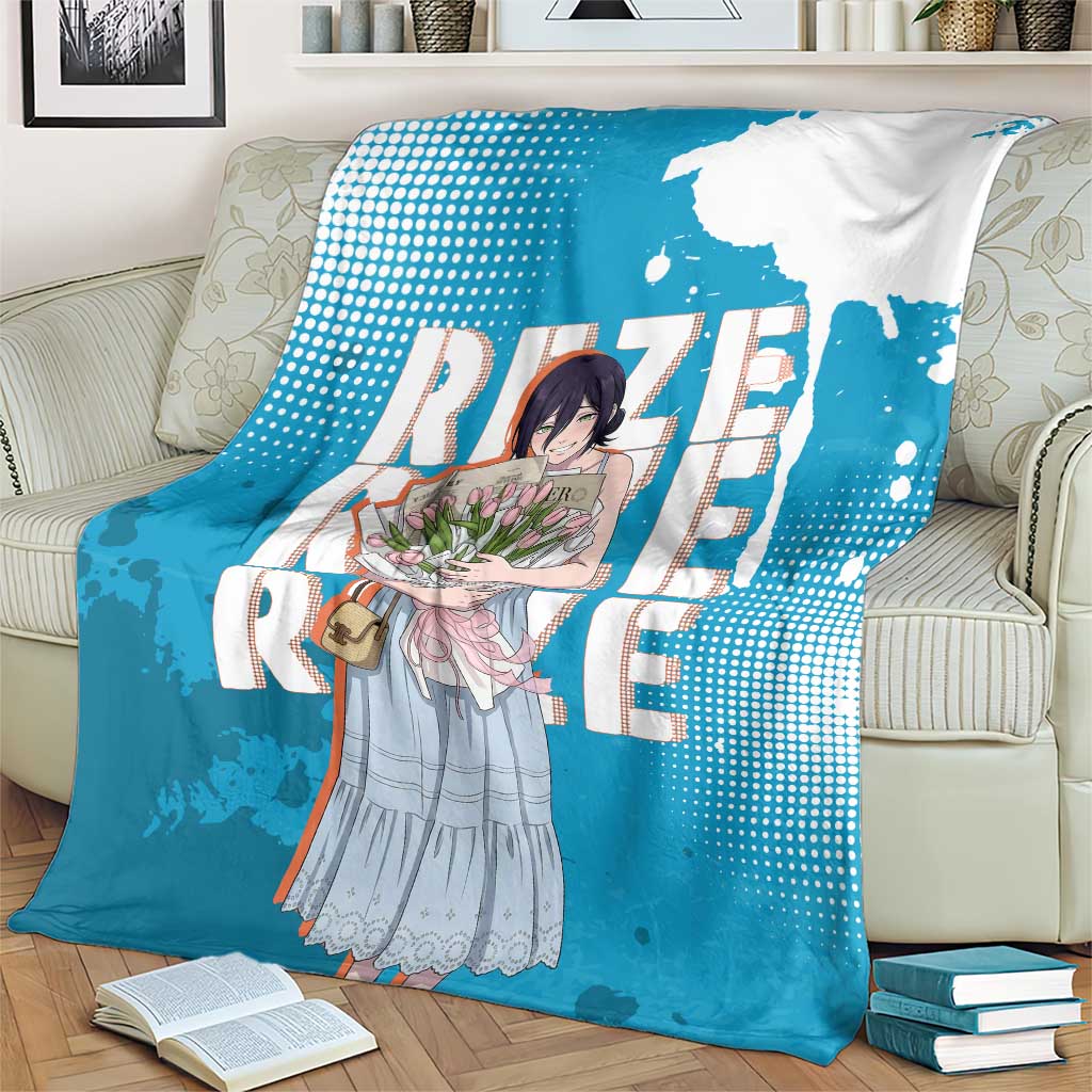 Reze Chainsaw Man Aesthetic Blanket Soft Anime Grunge Style with Flowers