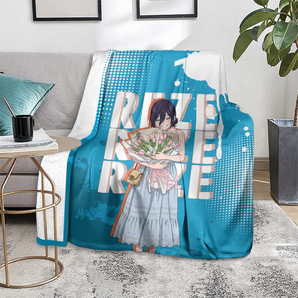 Reze Chainsaw Man Aesthetic Blanket Soft Anime Grunge Style with Flowers