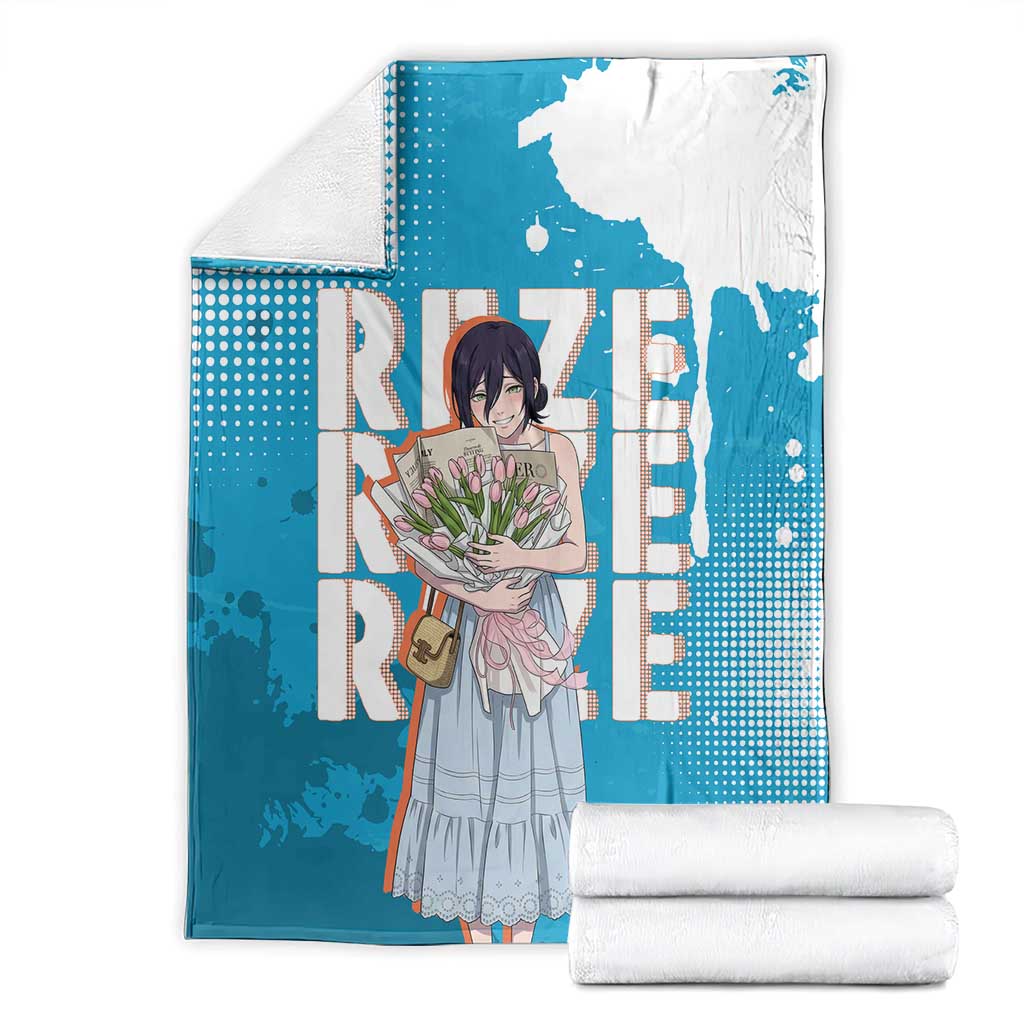 Reze Chainsaw Man Aesthetic Blanket Soft Anime Grunge Style with Flowers