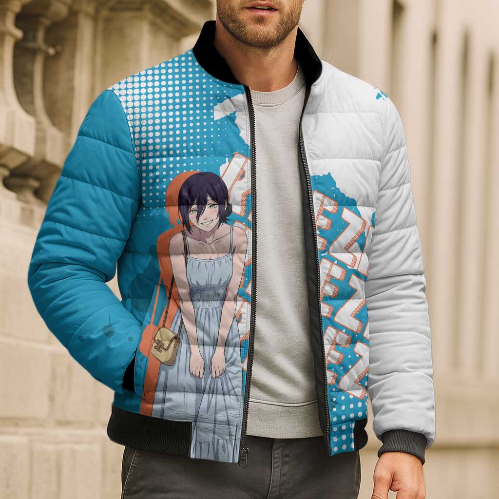 Reze Chainsaw Man Aesthetic Bomber Puffer Jacket Soft Anime Grunge Style with Flowers