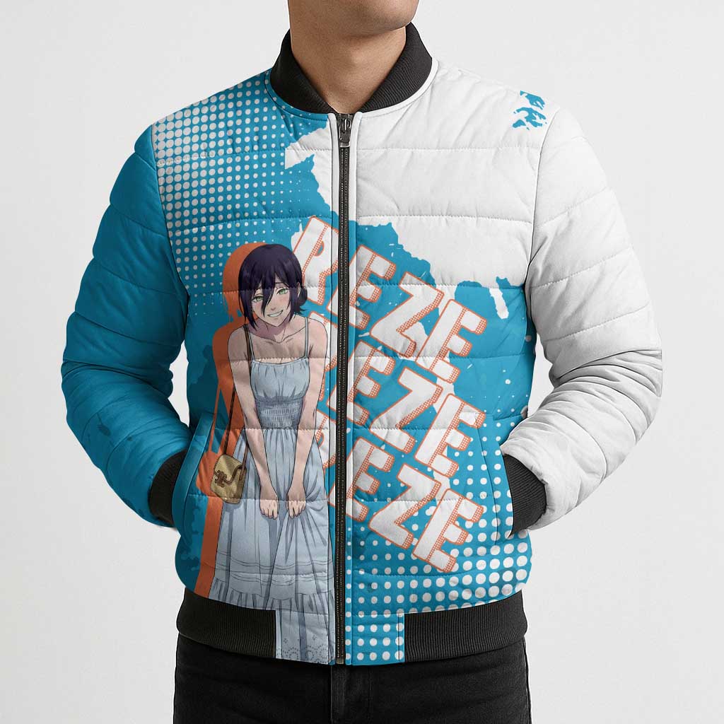 Reze Chainsaw Man Aesthetic Bomber Puffer Jacket Soft Anime Grunge Style with Flowers