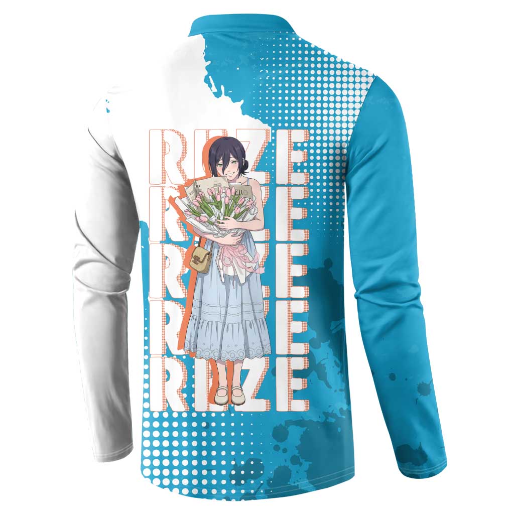 Reze Chainsaw Man Aesthetic Button Sweatshirt Soft Anime Grunge Style with Flowers