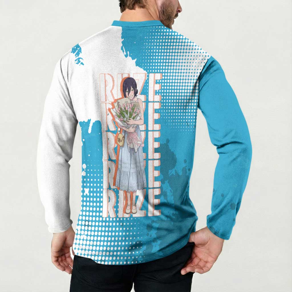 Reze Chainsaw Man Aesthetic Button Sweatshirt Soft Anime Grunge Style with Flowers