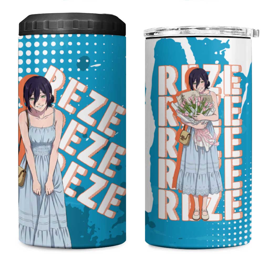 Reze Chainsaw Man Aesthetic 4 in 1 Can Cooler Tumbler Soft Anime Grunge Style with Flowers