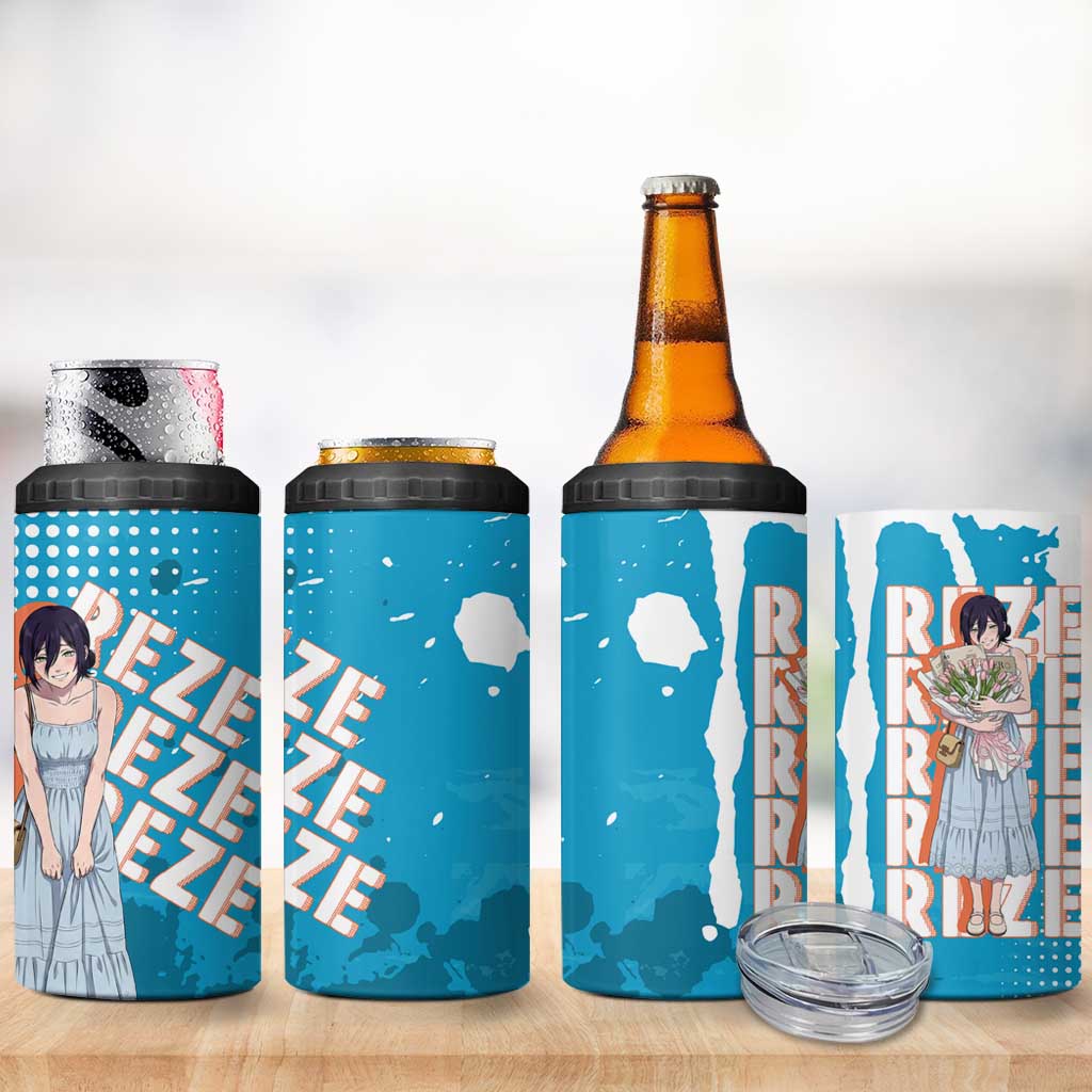 Reze Chainsaw Man Aesthetic 4 in 1 Can Cooler Tumbler Soft Anime Grunge Style with Flowers