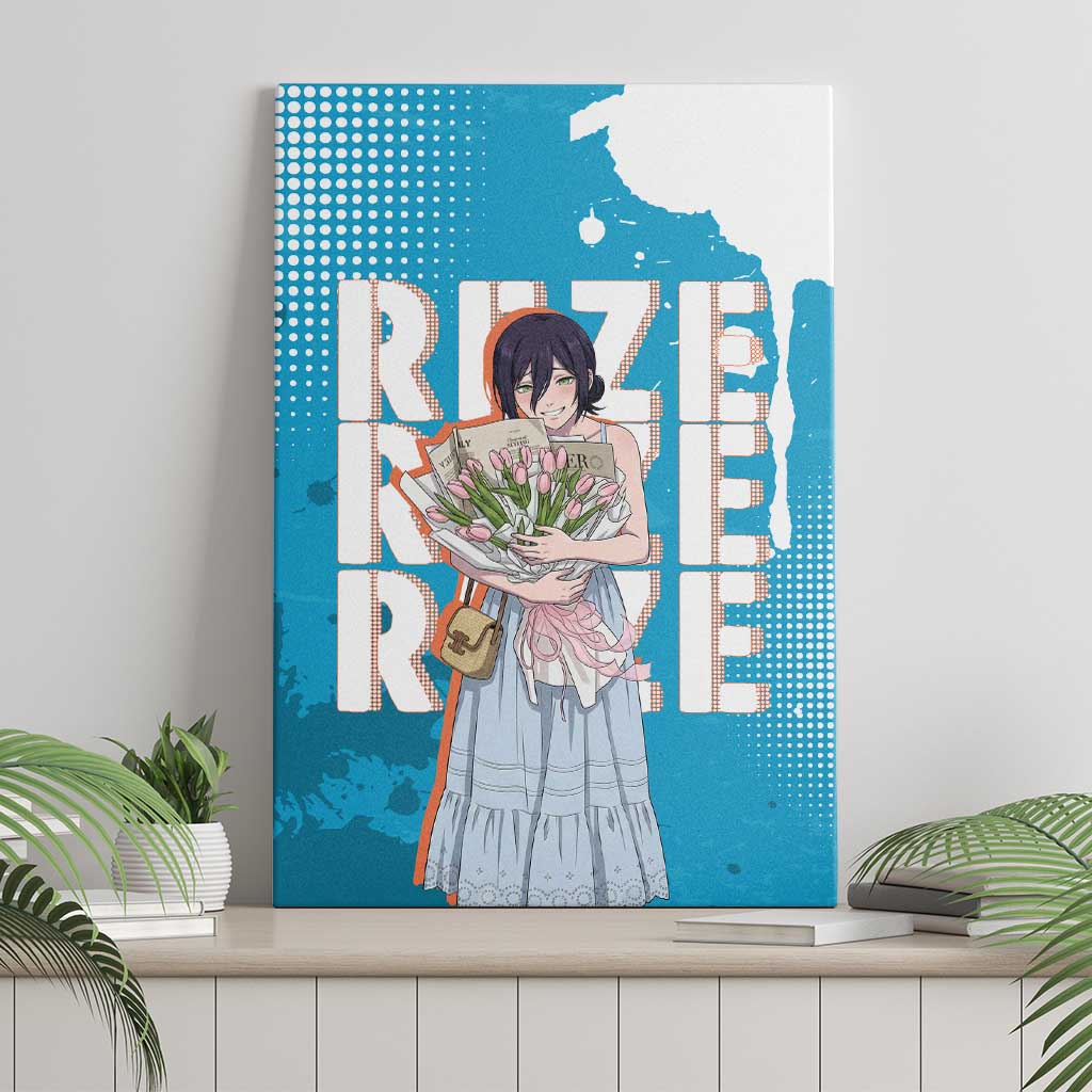 Reze Chainsaw Man Aesthetic Canvas Wall Art Soft Anime Grunge Style with Flowers