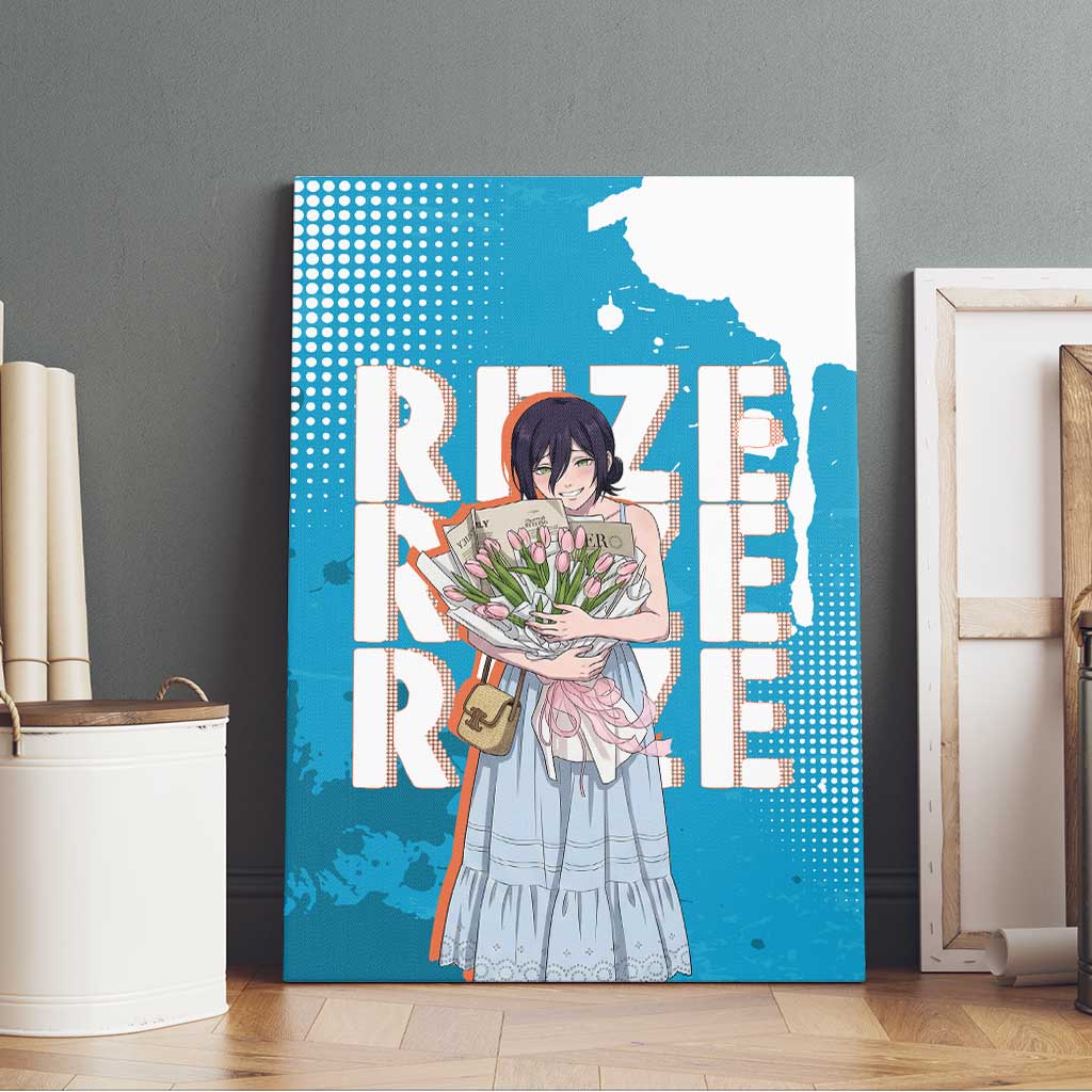 Reze Chainsaw Man Aesthetic Canvas Wall Art Soft Anime Grunge Style with Flowers