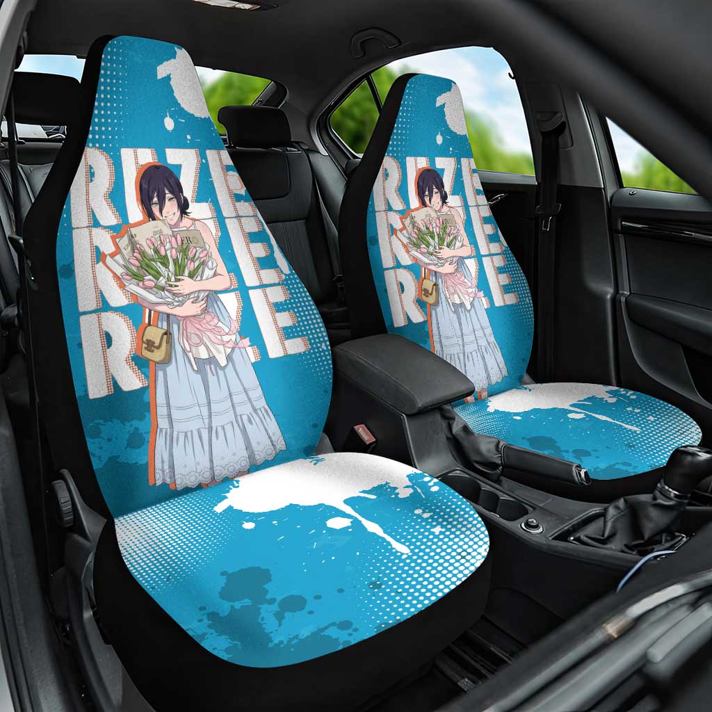 Reze Chainsaw Man Aesthetic Car Seat Cover Soft Anime Grunge Style with Flowers