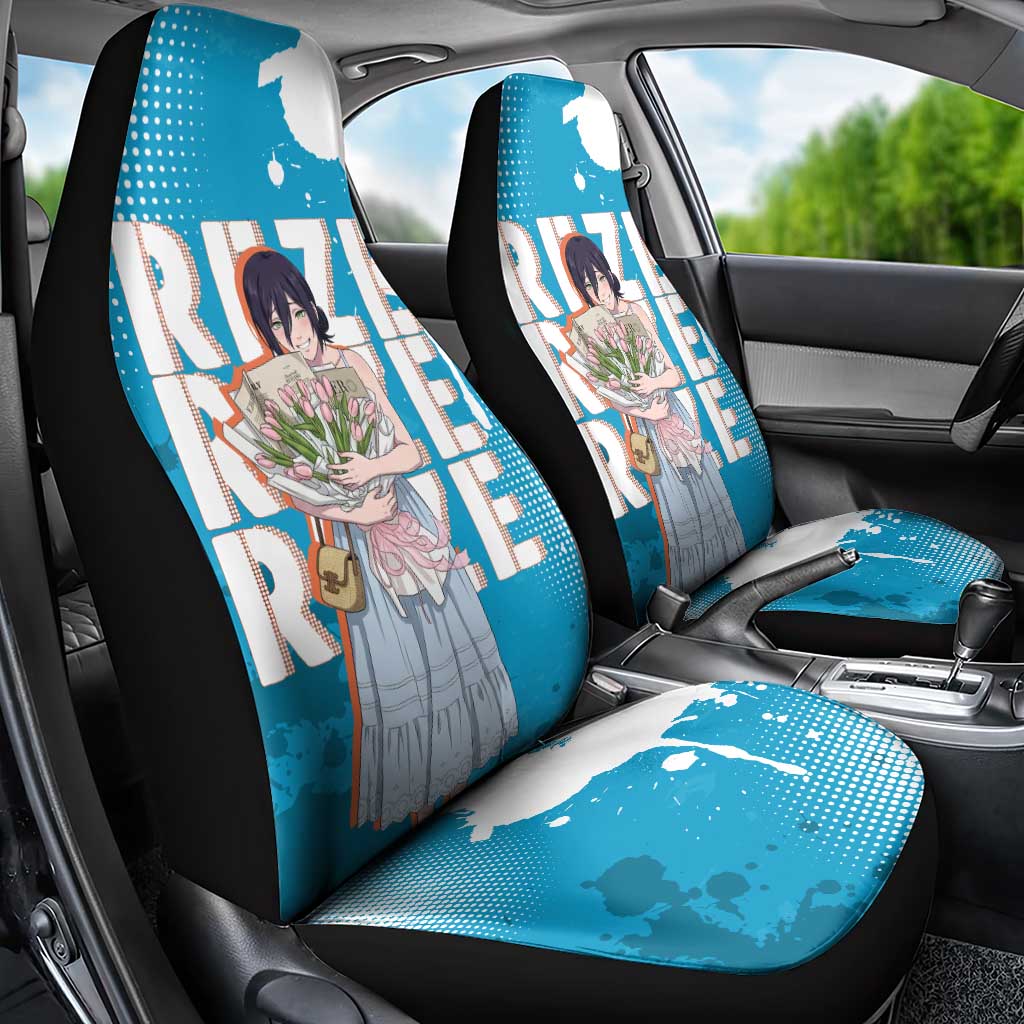 Reze Chainsaw Man Aesthetic Car Seat Cover Soft Anime Grunge Style with Flowers