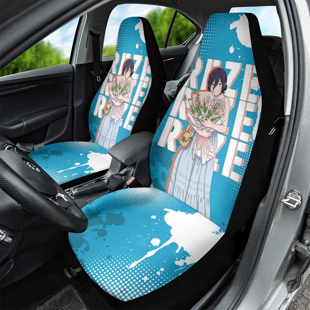 Reze Chainsaw Man Aesthetic Car Seat Cover Soft Anime Grunge Style with Flowers