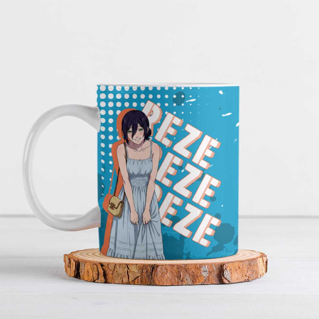 Reze Chainsaw Man Aesthetic Ceramic Mug Soft Anime Grunge Style with Flowers