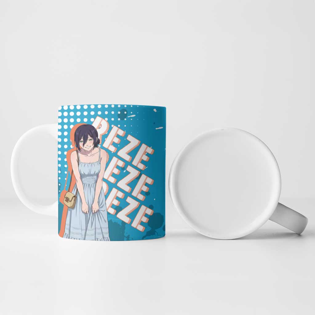 Reze Chainsaw Man Aesthetic Ceramic Mug Soft Anime Grunge Style with Flowers