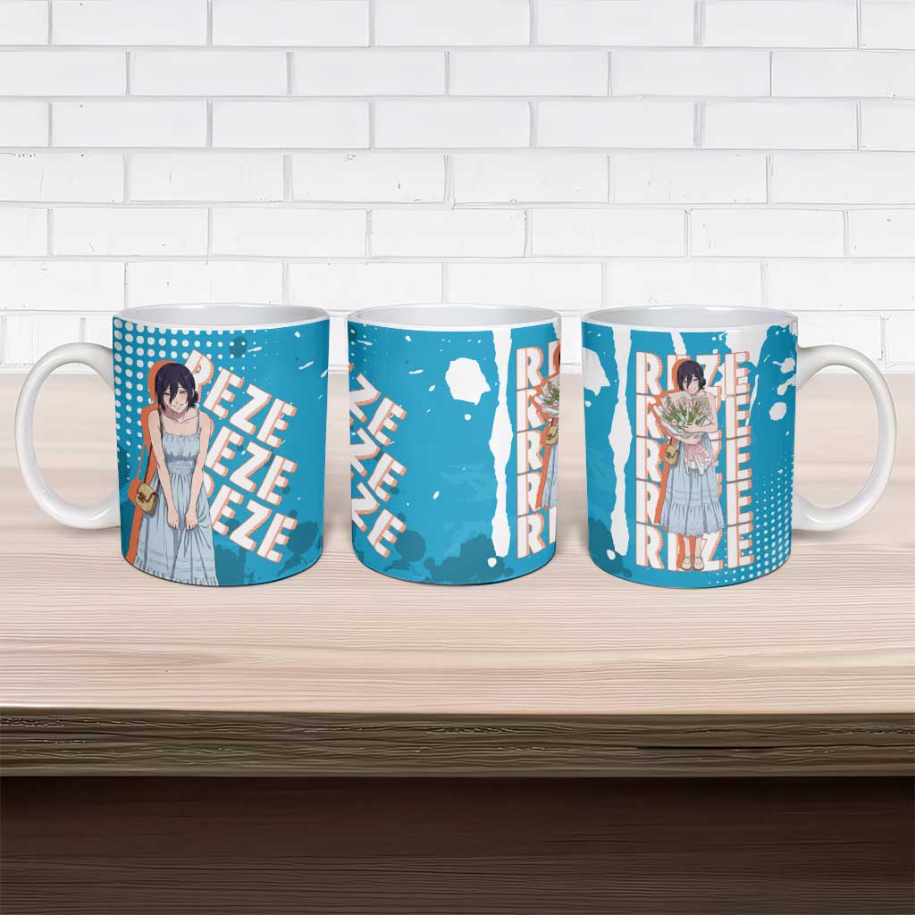 Reze Chainsaw Man Aesthetic Ceramic Mug Soft Anime Grunge Style with Flowers