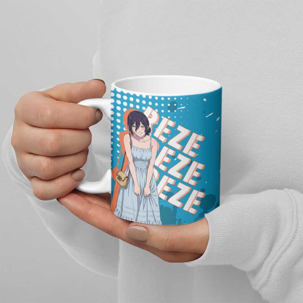 Reze Chainsaw Man Aesthetic Ceramic Mug Soft Anime Grunge Style with Flowers