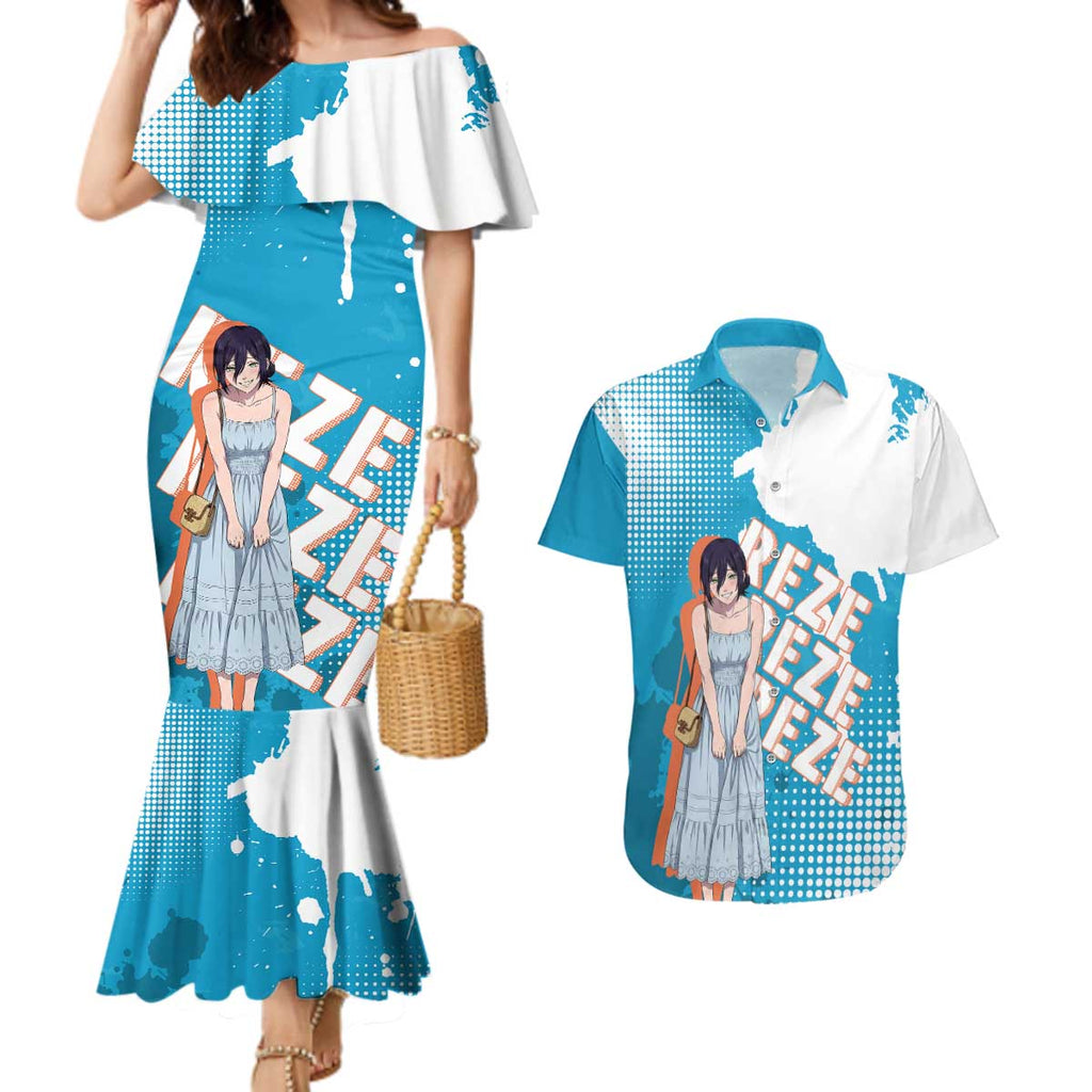 Reze Chainsaw Man Aesthetic Couples Matching Mermaid Dress and Hawaiian Shirt Soft Anime Grunge Style with Flowers