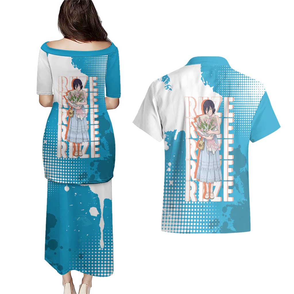 Reze Chainsaw Man Aesthetic Couples Matching Puletasi and Hawaiian Shirt Soft Anime Grunge Style with Flowers