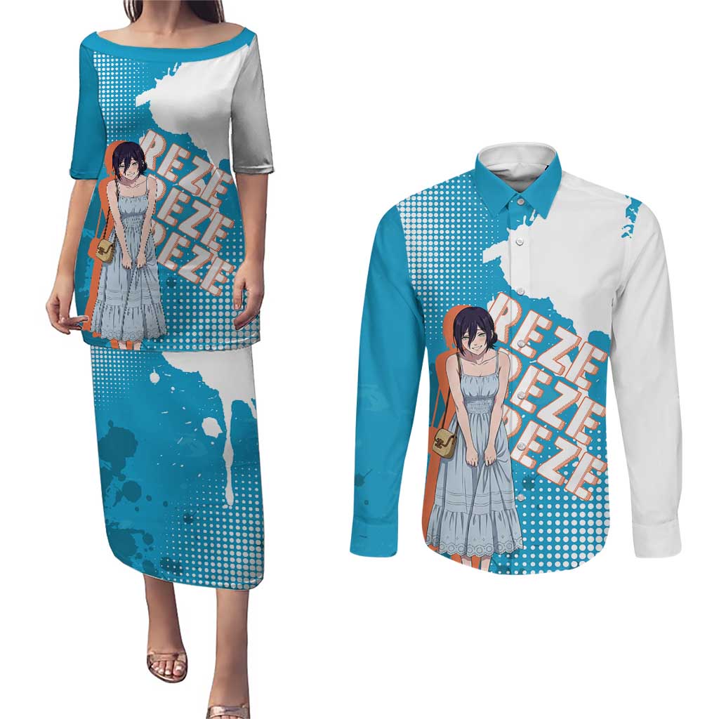 Reze Chainsaw Man Aesthetic Couples Matching Puletasi and Long Sleeve Button Shirt Soft Anime Grunge Style with Flowers